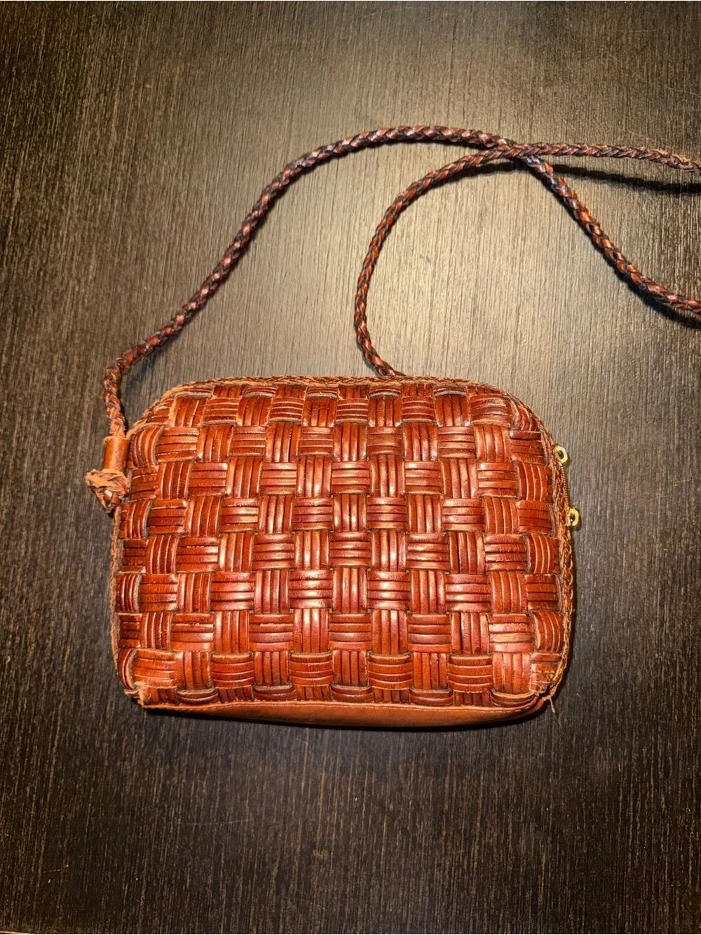 Cem Small Brown Woven Leather Crossbody Bag Genuine Leather Made In Brazil
